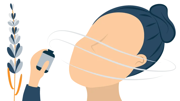 A Woman Smelling Lavender Aroma Illustration