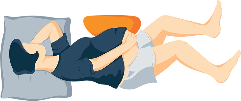 Illustration of a Pregnant Lady Sleeping with a Wedge Pillow under Her Baby Bump