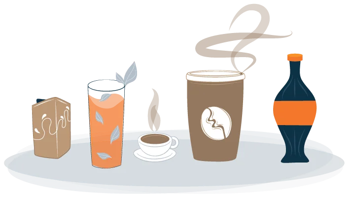 Illustration of Drinks that Contain Caffeine