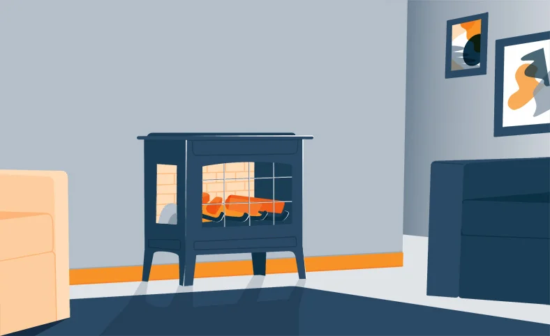 Illustration of a Space Heater in a Room