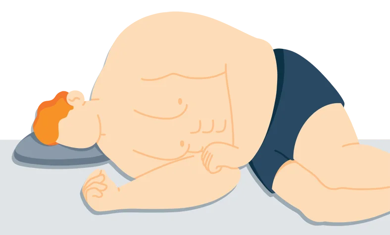Illustration of a Big Strong Man Sleeping