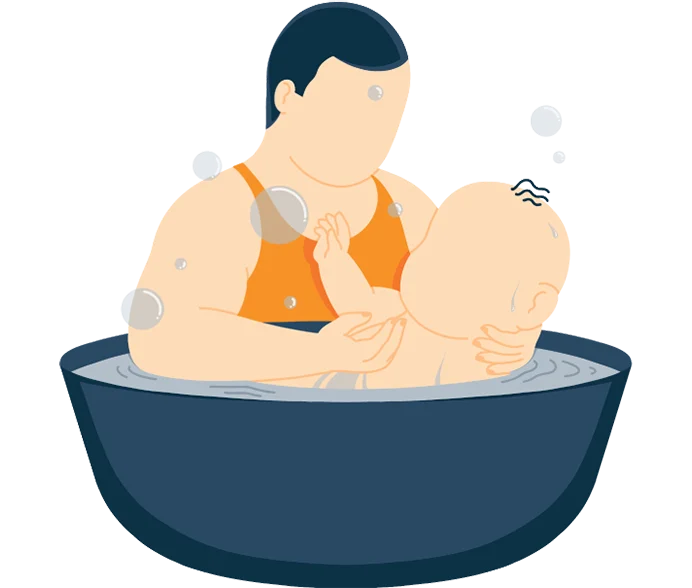 How to Get Your Newborn Child to Sleep in a Crib at Night 4 A Father Giving Baby a Bath Illustration