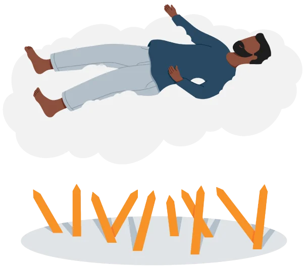 A Man Floating above the Cloud Like in a Dream Illustration