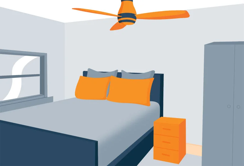 How to Sleep With Background Noise 4 Ceiling Fan in the Bedroom IIlustration