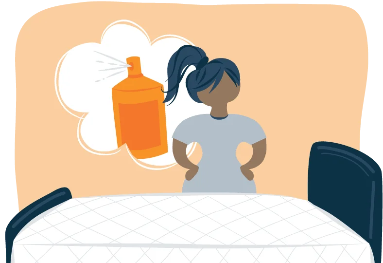 Illustration of a Lady Ready to Clean Her Mattress