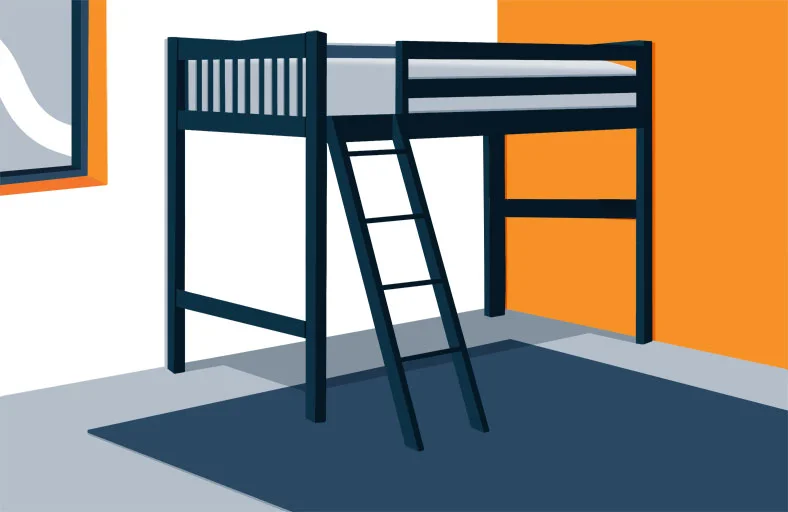How to Stop Your Loft Bed from Swaying 5 Illustration of a Wooden Loft Bed