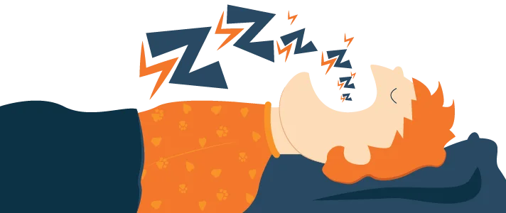 Child Sleeping on Back and Snoring Illustration