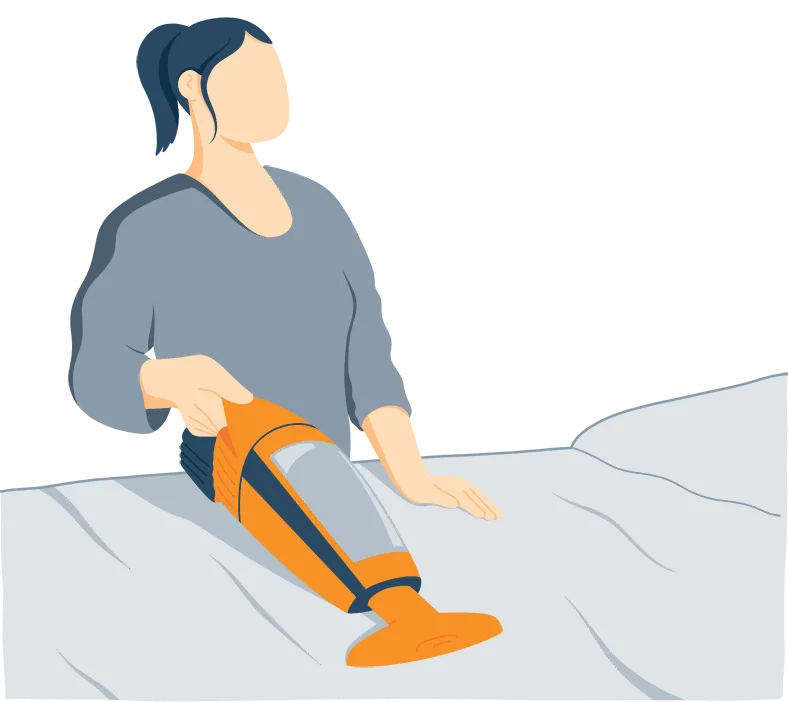 Best Soft Mattress Topper 2026 15 woman using strong vacuum cleaner to get rid of bed bugs