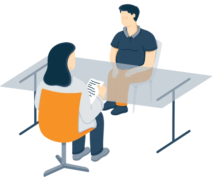 Illustration of A Tired Man at the Doctors Office