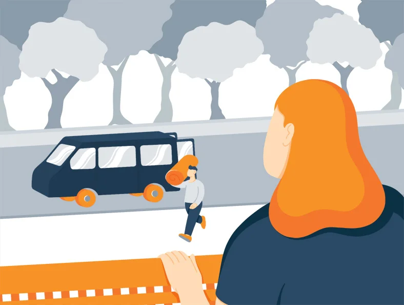 Illustration of a Lady Waiting for Mattress Delivery