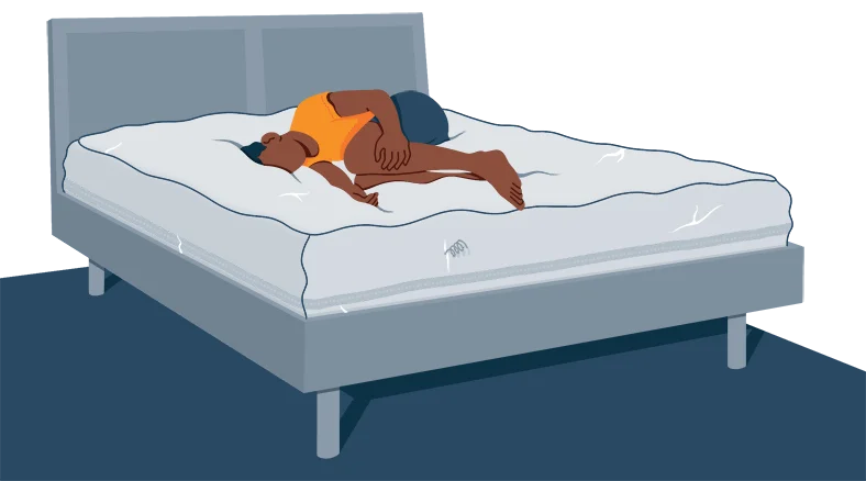 Illustration of a person sleeping on a sagging mattress
