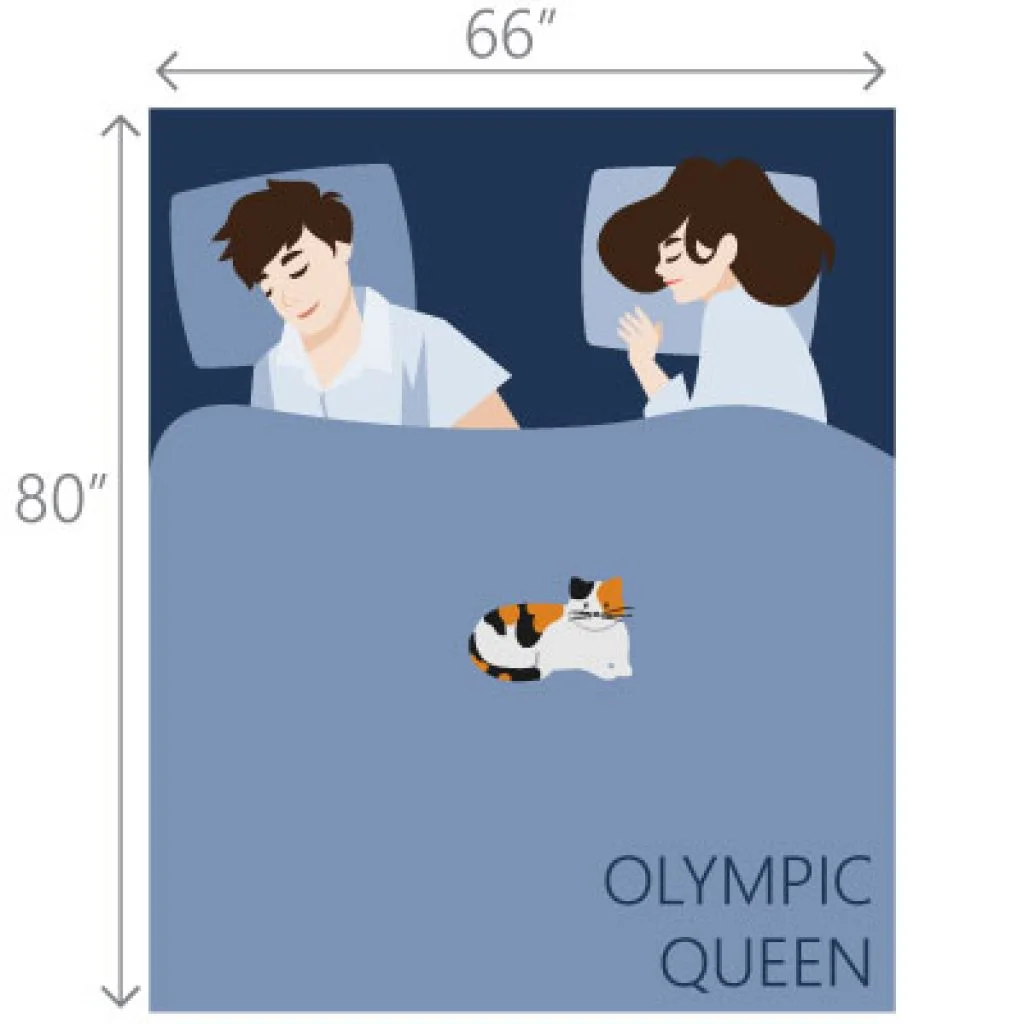 The Ultimate Mattress Size Chart and Bed Dimensions Guide 14 Image showing the size of a Olympic Queen type