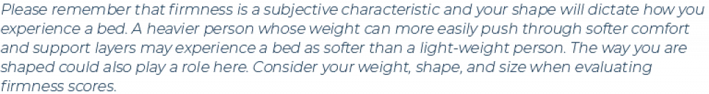 Mattress Firmness Disclaimer