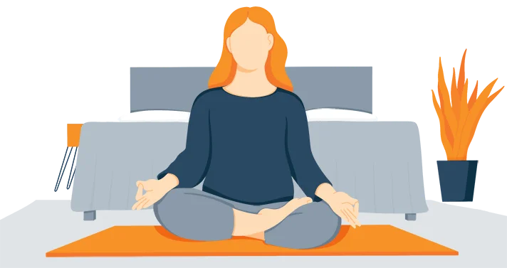 Illustration of a Woman Meditating Before Going to Bed