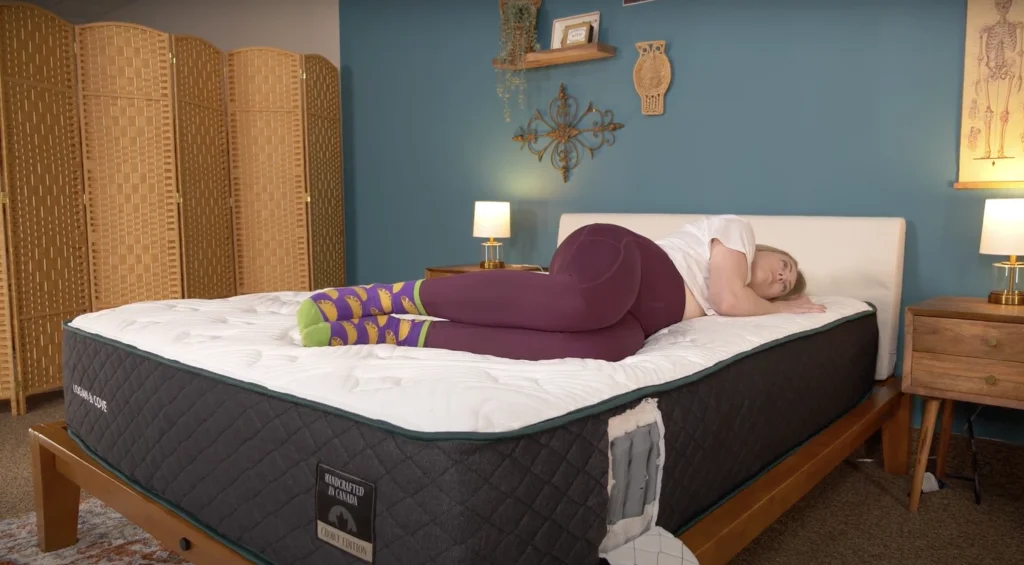 Julia Forbes testing the Logan & Cover Frontier while Side Sleeping