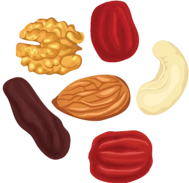 Tart chery walnut trail mix Illustration