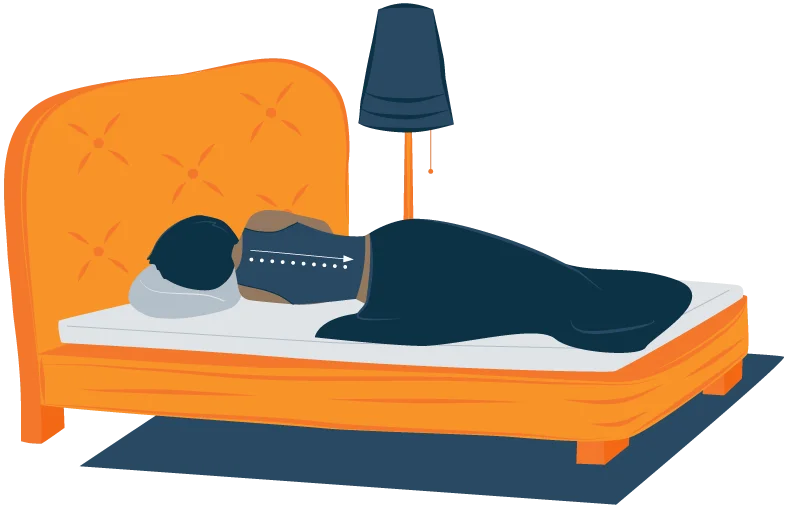 Illustration of a Woman Sleeping on a Mattress Topper That Supports Her Spine