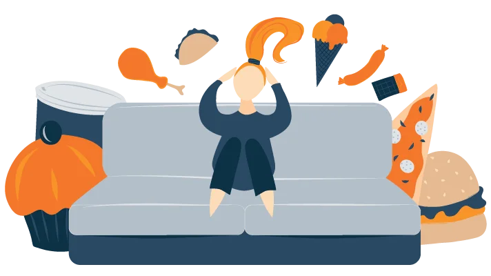 Illustration of a Woman Thinking about Food