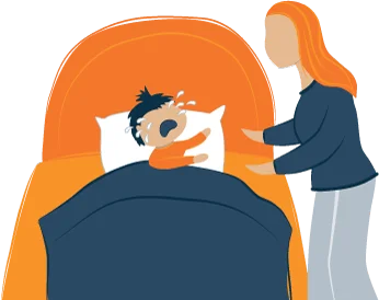 Crying Child Comforted by Their Mom Illustration