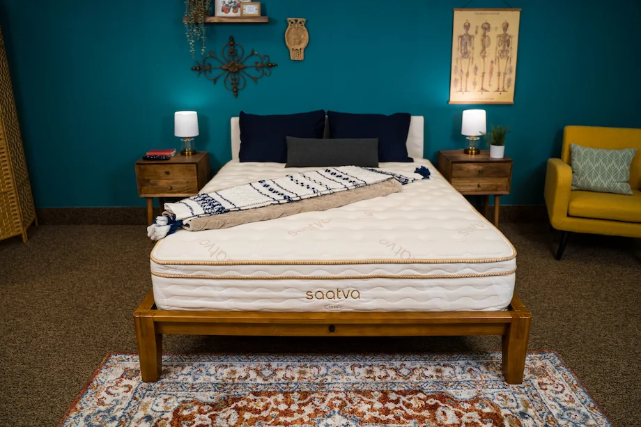 Best Mattresses for Pressure Relief (2026) - Expert Tested 162 Saatva Mattress in Sleep Advisor's testing studio.