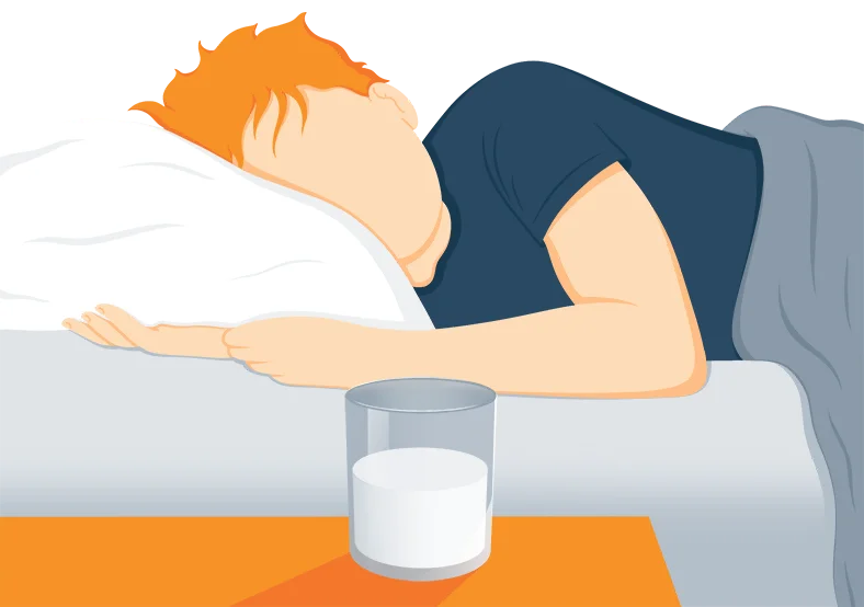 18 Tips to Get Rid of Dark Circles and Eye Bags 6 Illustration of a Glass of Milk on a Night Stand