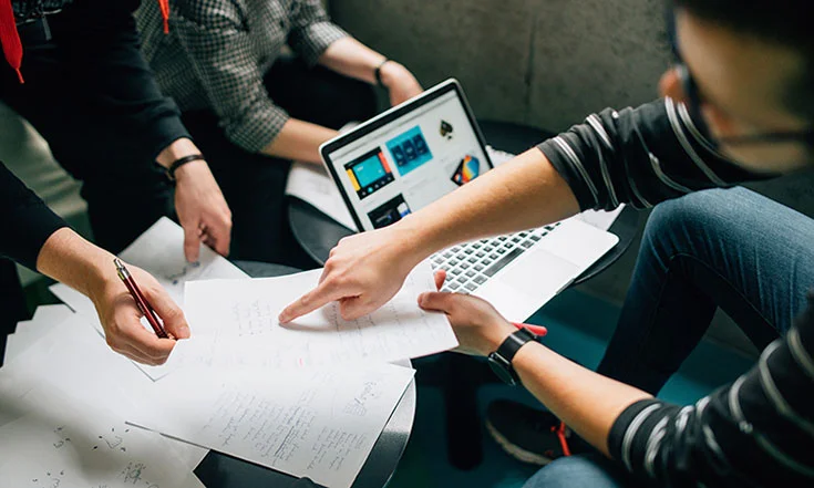 people are doing paper work