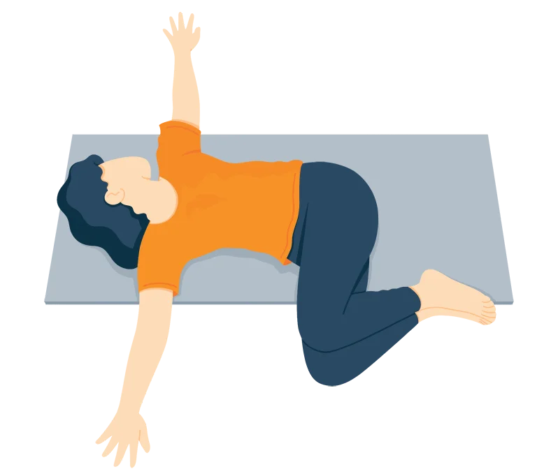 Illustration of a Person in a Supta Jathara Parivartanasana Pose