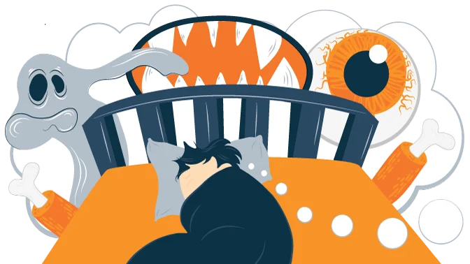 Boy Having Nightmares Illustration