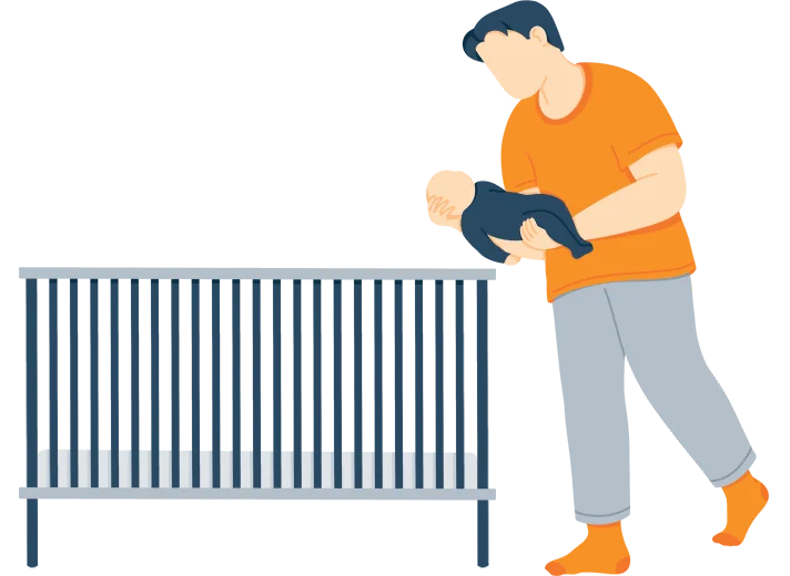 Illustration of a Dad Transitioning His Baby to His Room