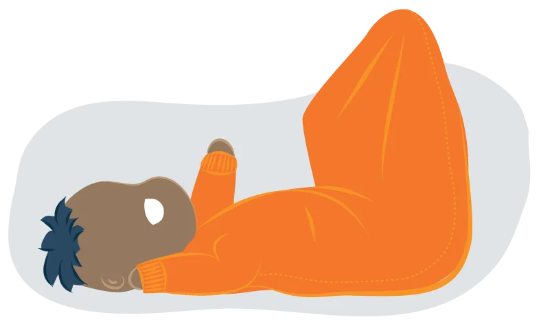 Sleep Sacks: When and How Your Baby Should Use One 3 illustration of a baby in a sack with arms and legs up