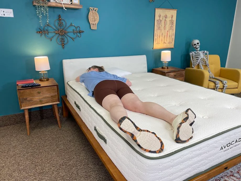 Testing the Avocado Green Mattress for stomach sleepers