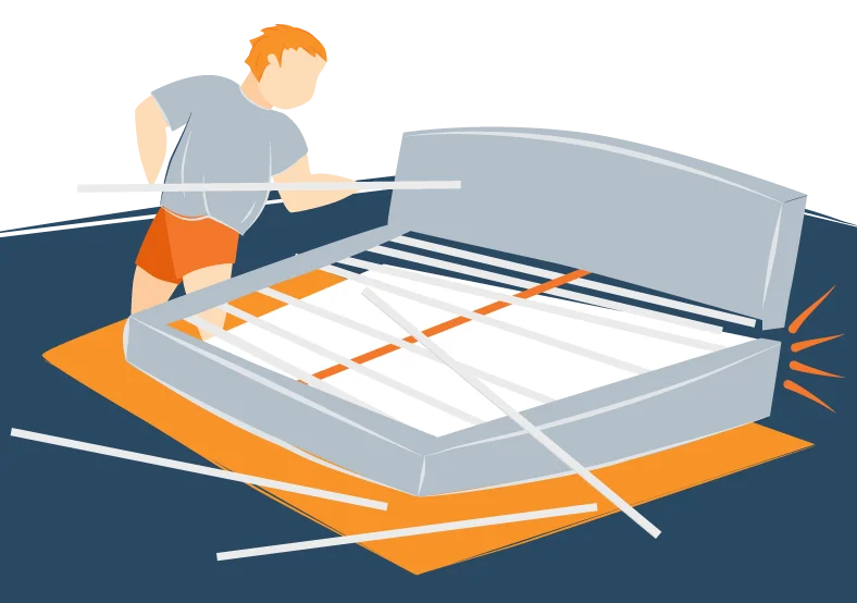 Illustration of a Man Installing Bed Slats