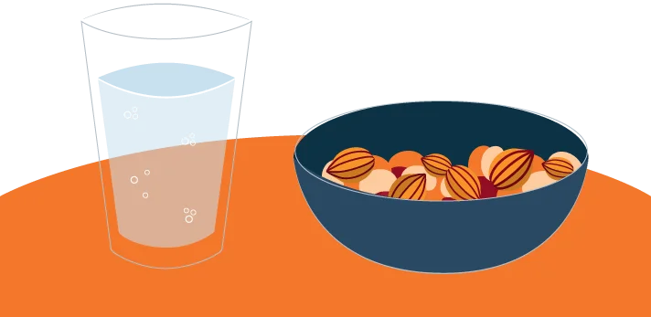 Bowl of Nuts and a Glass of Water Illustration
